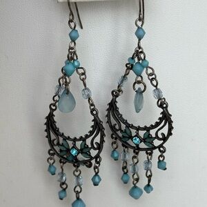 Bohemian Blue and Black Chandelier Earrings